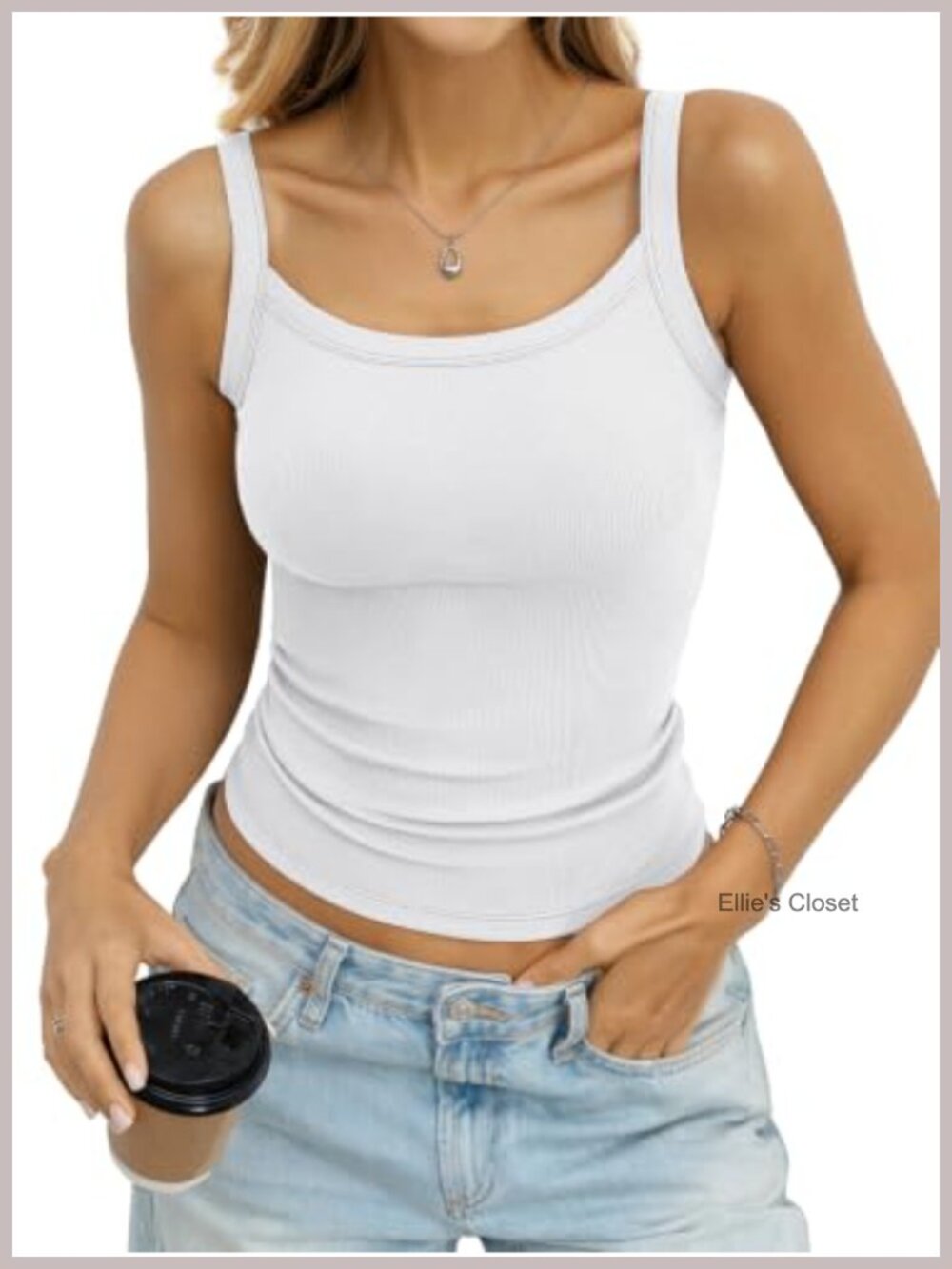 Women's Cotton Ribbed Spaghetti Strap Tank Top Sleeveless Camisole